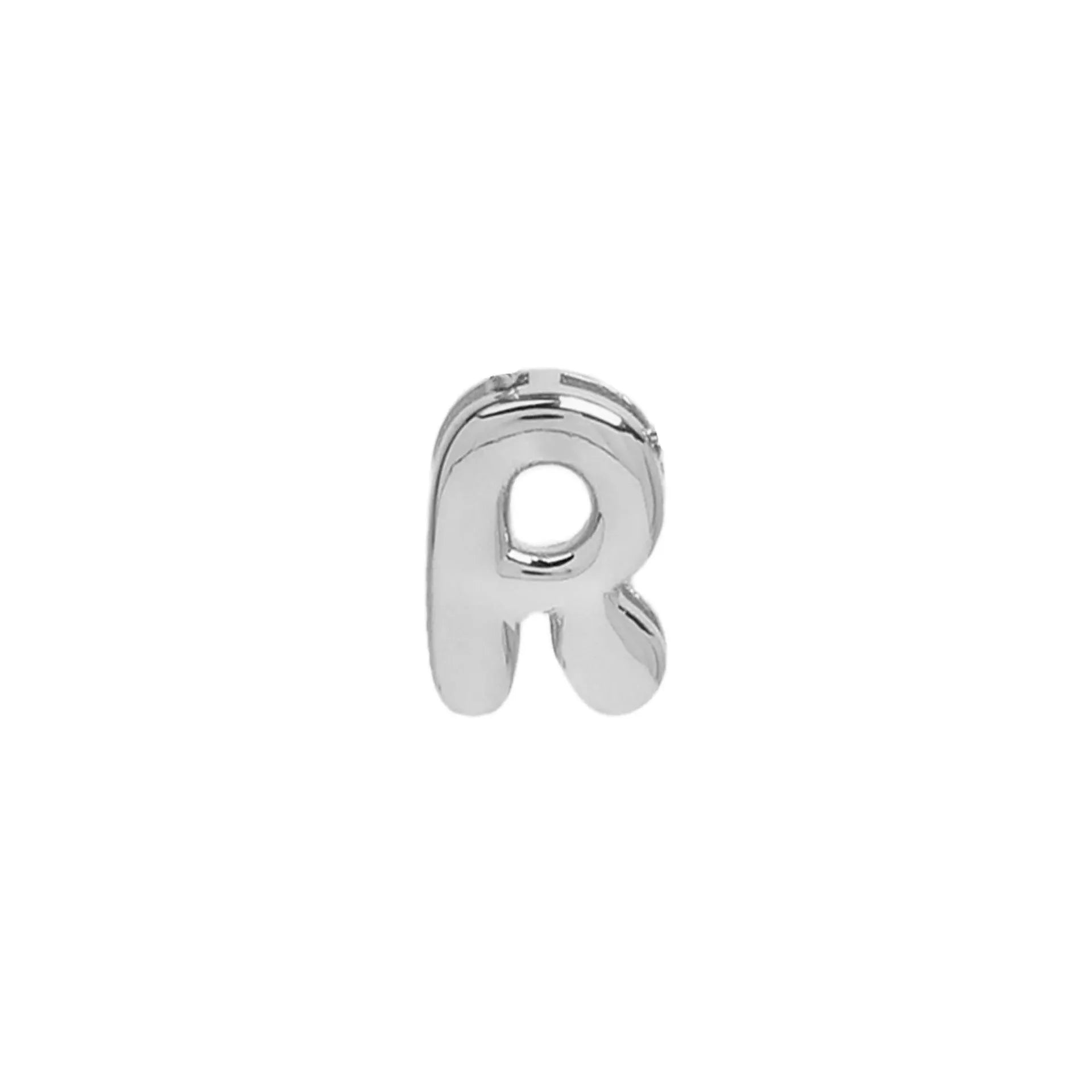 18k brass smooth surface bubble DIY letter bracelet with gold electroplated finish and letter pendant on white background