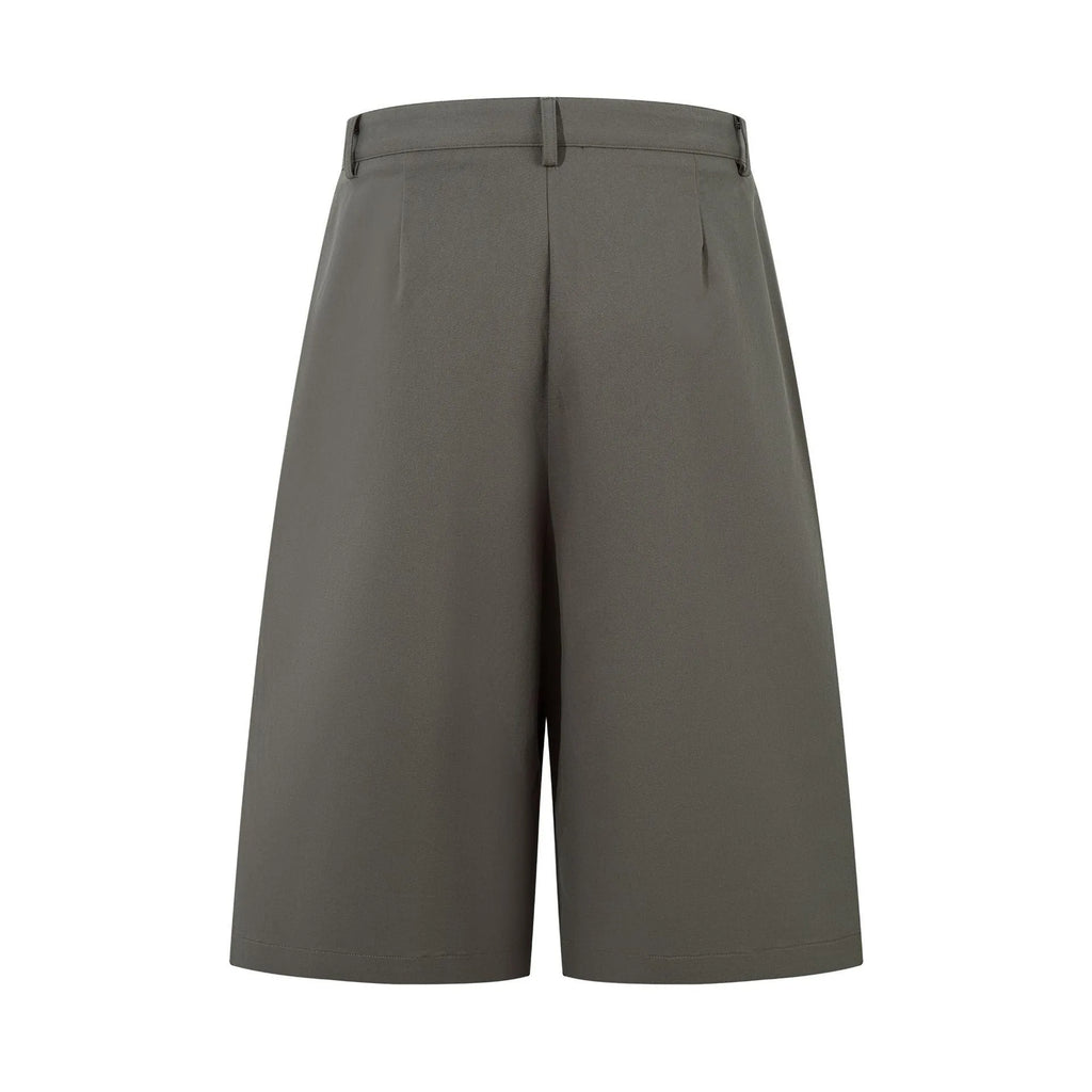 Retro wide leg straight denim middle pants in black and green colour options showing loose fit and fifth pants length