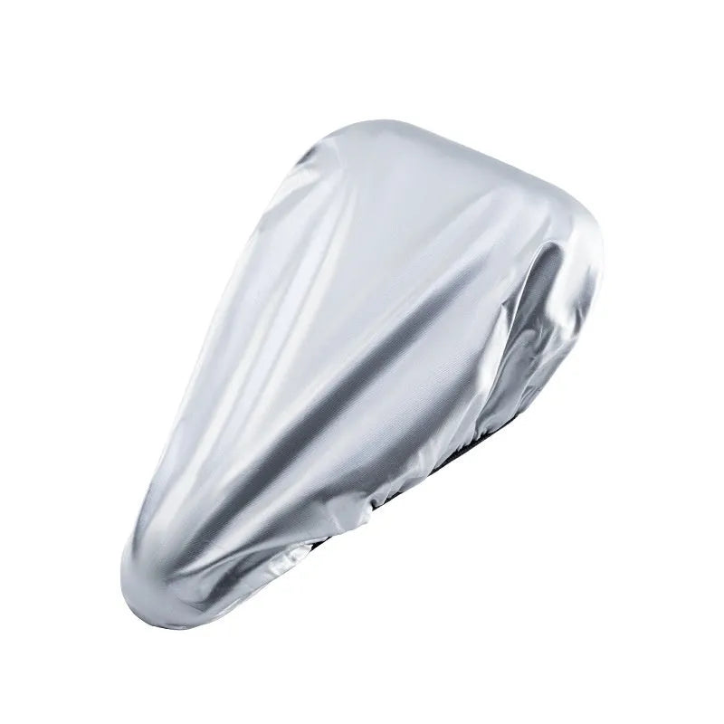 Silver polyester bicycle saddle rain cover for outdoor cycling, average size