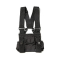 Black tactical tooling chest bag for men with Oxford cloth, striped pattern, and nylon lining