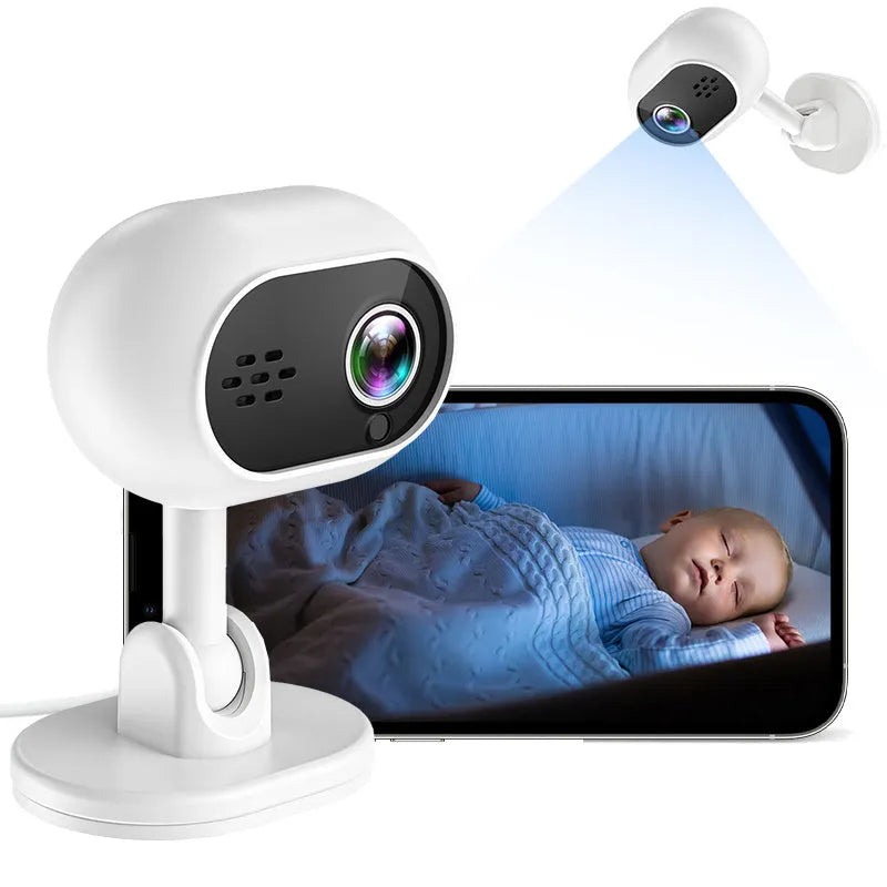 White 1080P HD mini WiFi camera with night vision, compact design for indoor monitoring.