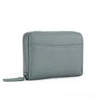 First layer cowhide genuine leather coin purse with multiple compartments and sewing line detailing