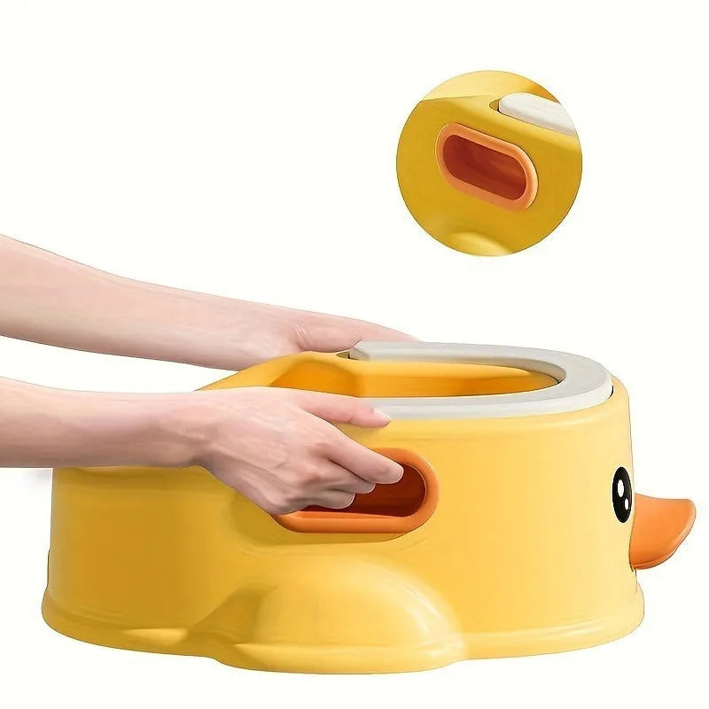 Blue PVC duck-shaped portable bathtub for washing dogs and cats, shown folded and unfolded.
