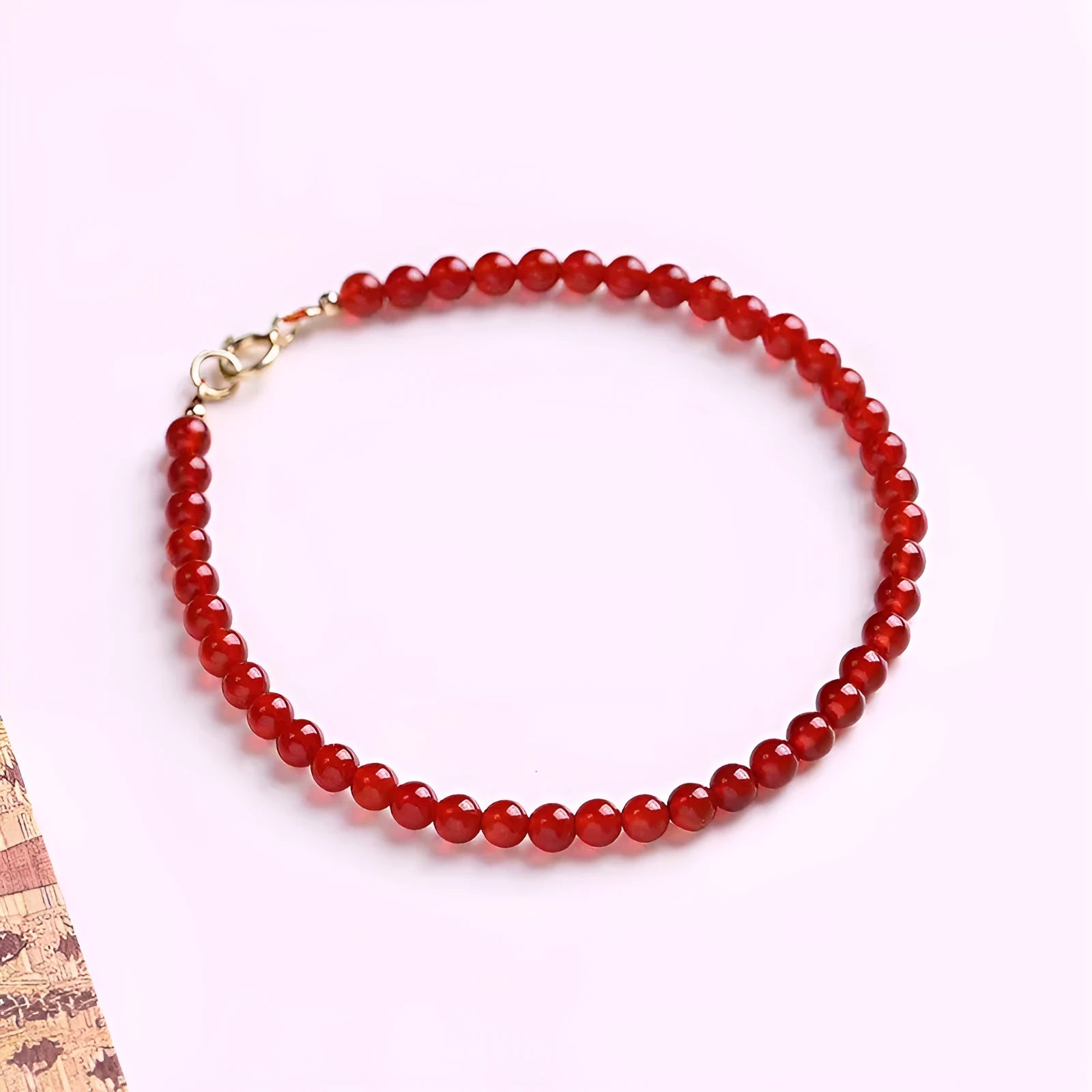 Red agate women's bracelet with ultra-thin small bead classic design