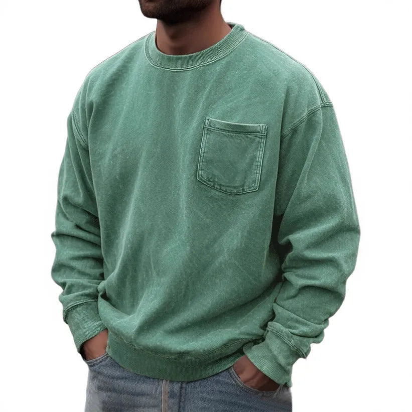 Men's pullover round neck long sleeve sweater in polyester, available in multiple colours, size S to 5XL