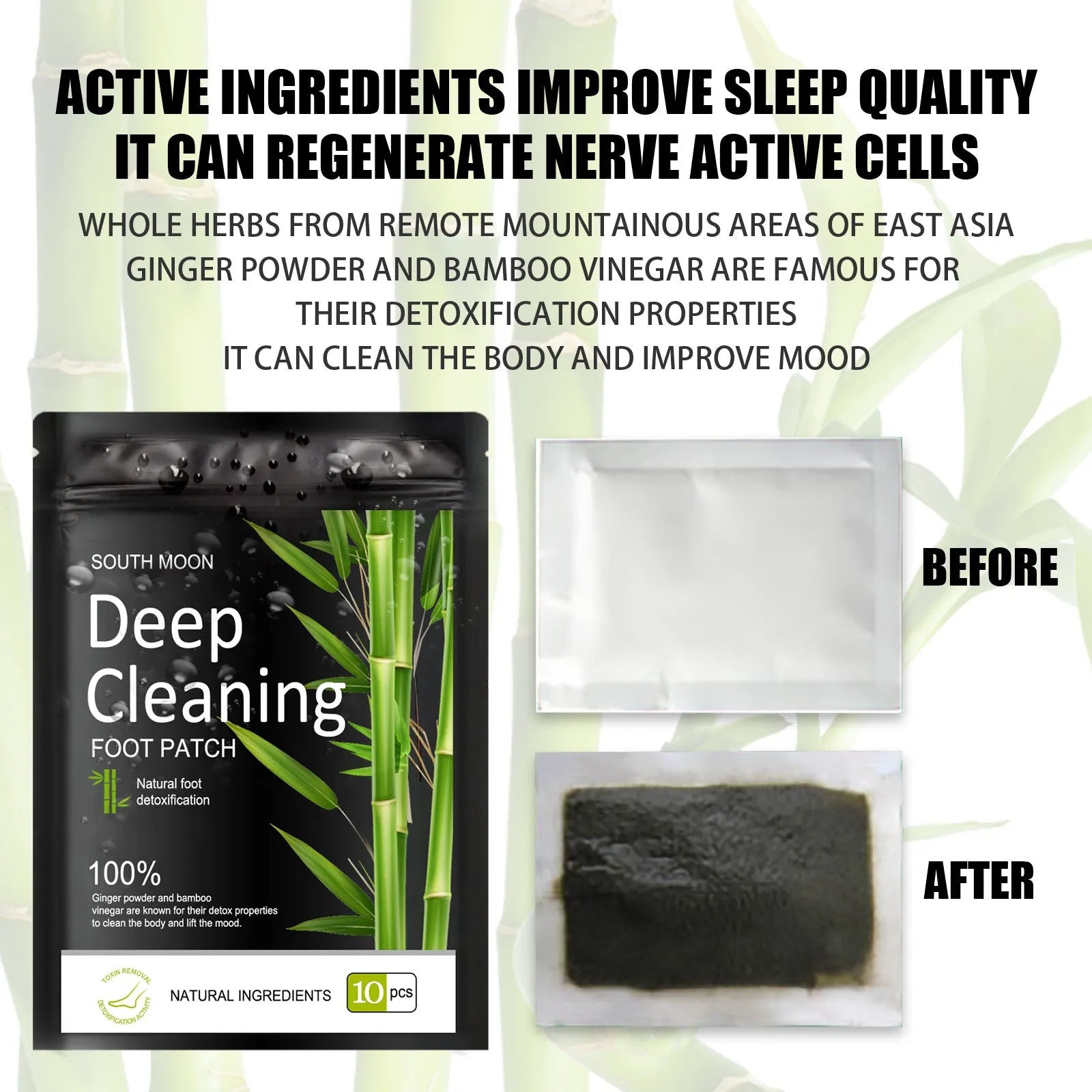 Natural foot patch detox pack of 10 patches for physical stress relief and fatigue reduction
