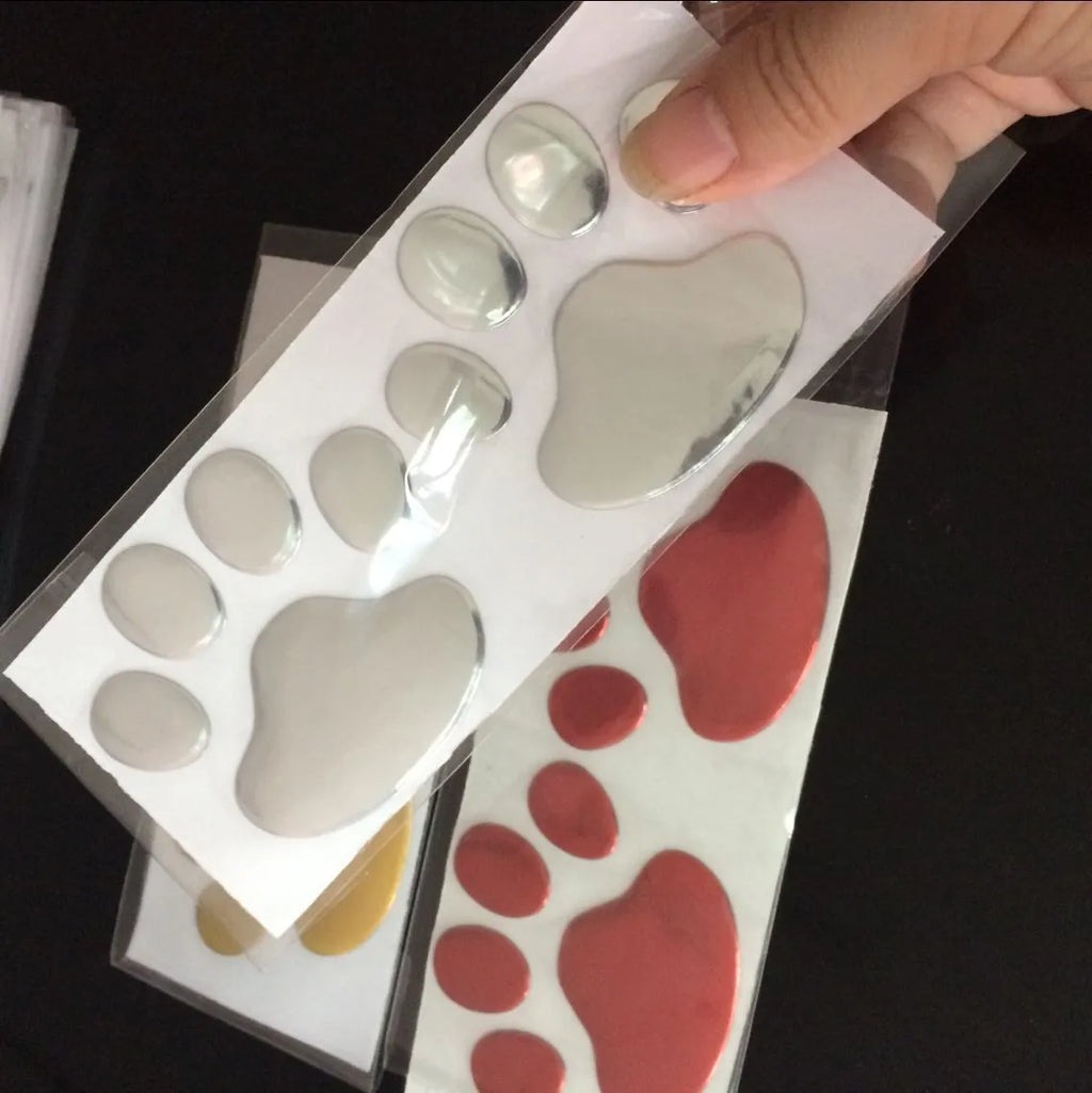 7cm dog footprint PVC car sticker with hand-shaped brush texture for bumper scratch concealment