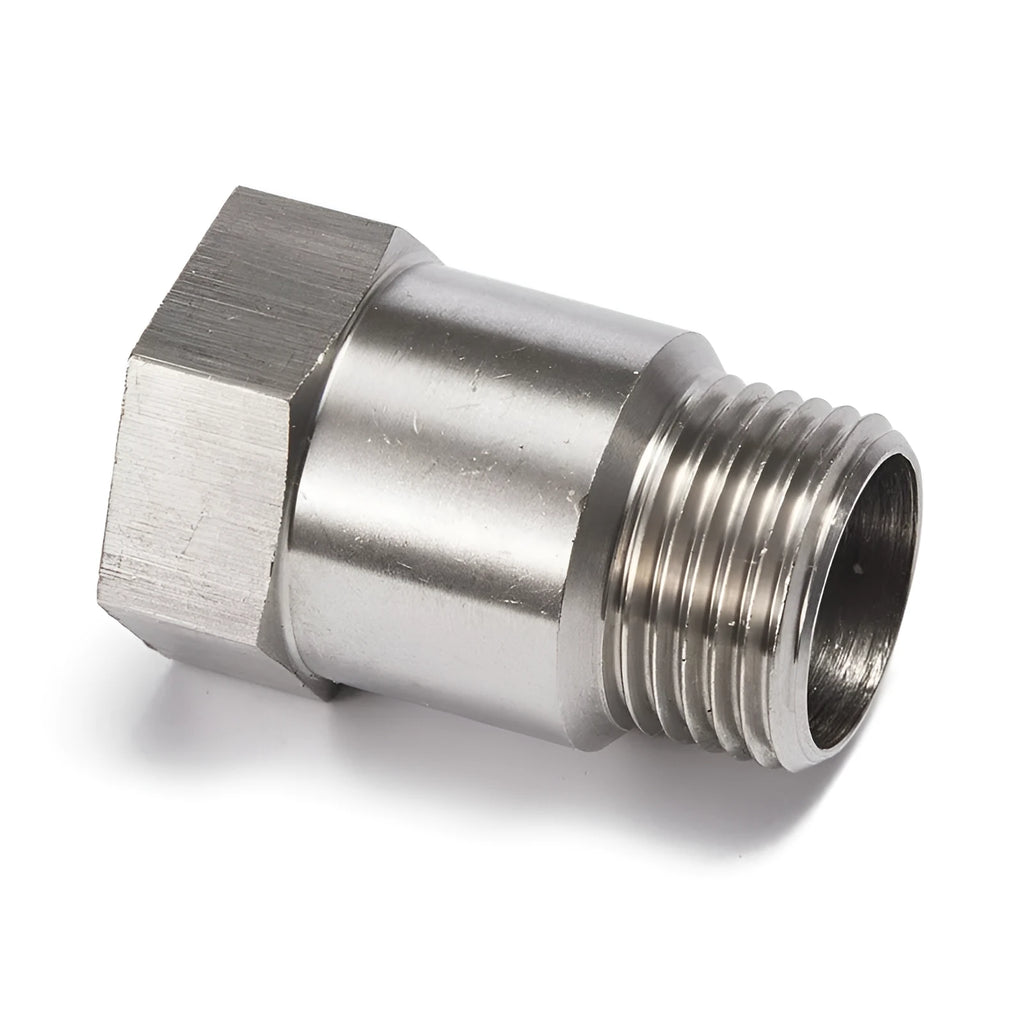 Silver iron M18 X 1.5 oxygen sensor extension tube adapter for motorcycle exhaust threads