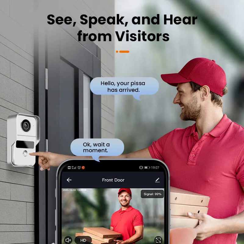 1080P video intercom doorbell system with outdoor camera unit and indoor display monitor