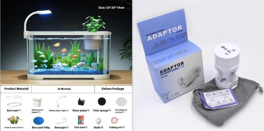 Ecological landscape filter oxygen-making integrated fish tank in luxury white or black colour