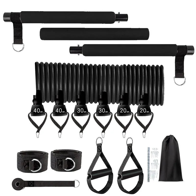 11-piece TPE fitness stick set with adjustable Bodhi pole in pink, purple, or black, 60lb to 180lb resistance