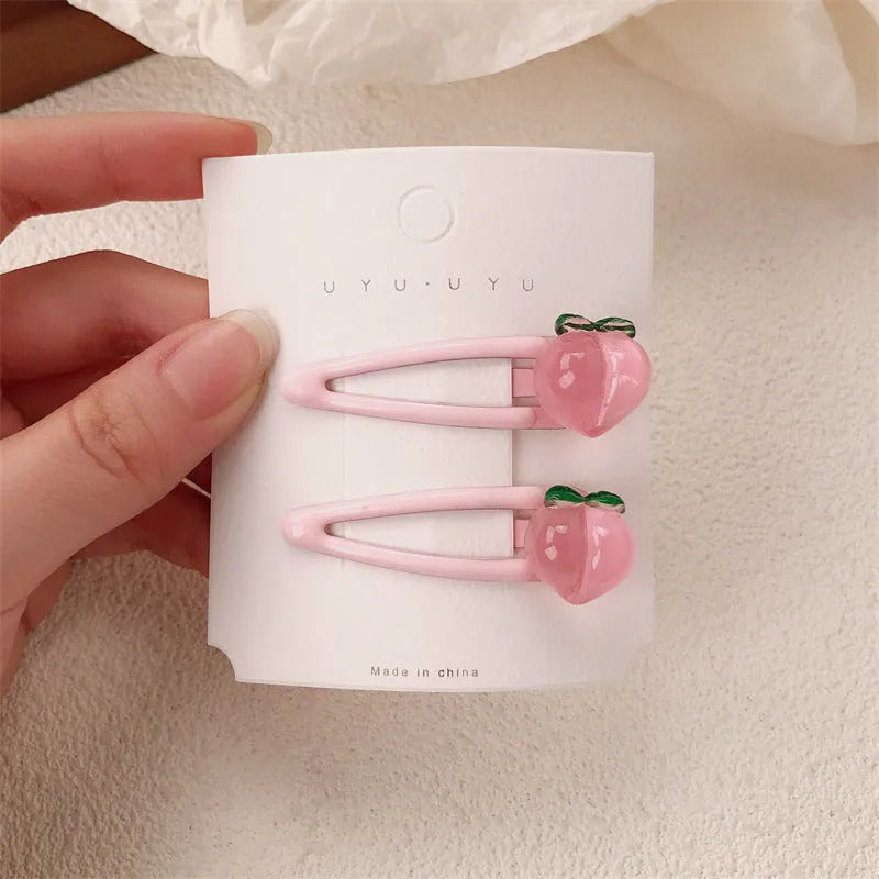 Peach transparent pink plastic hair clip duckbill and BB clip styles for girls