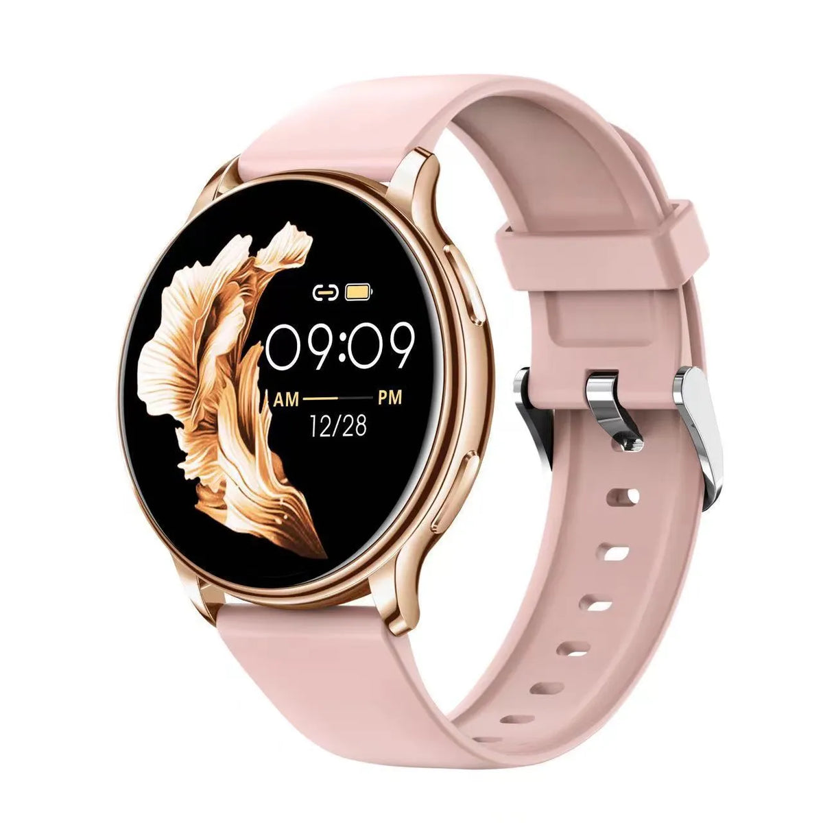 Smart watch with health monitoring displaying heart rate on TFT screen, colour option shown