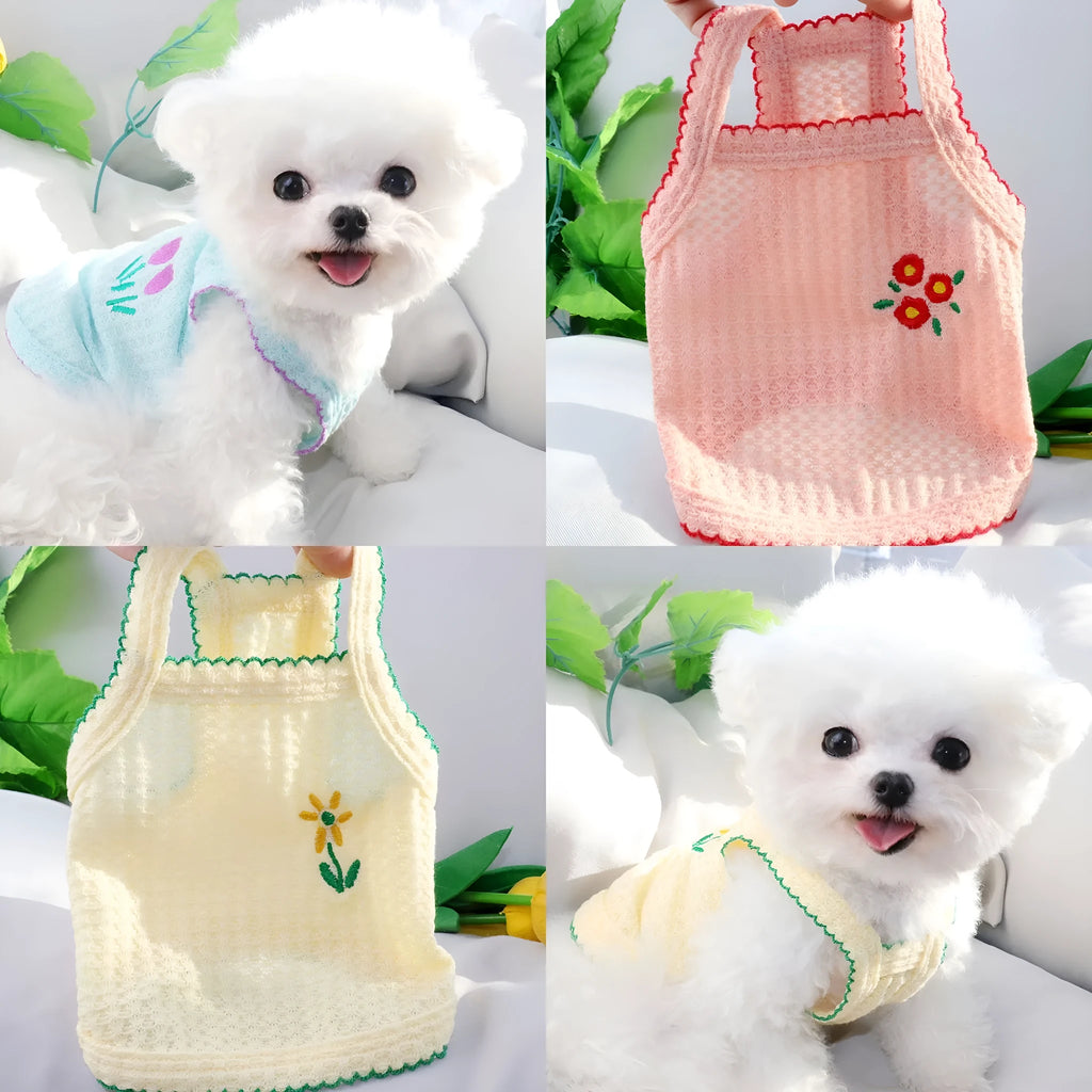 Cartoon pet vest for small dogs and cats in yellow