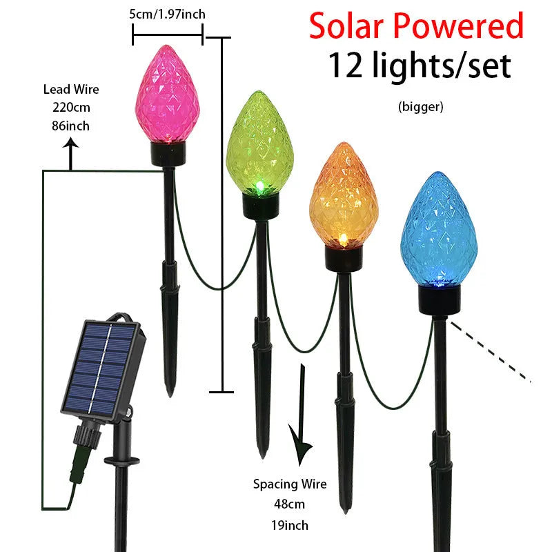 Set of 12 heart-shaped strawberry ground lamps 650mm tall IP65 outdoor garden lights
