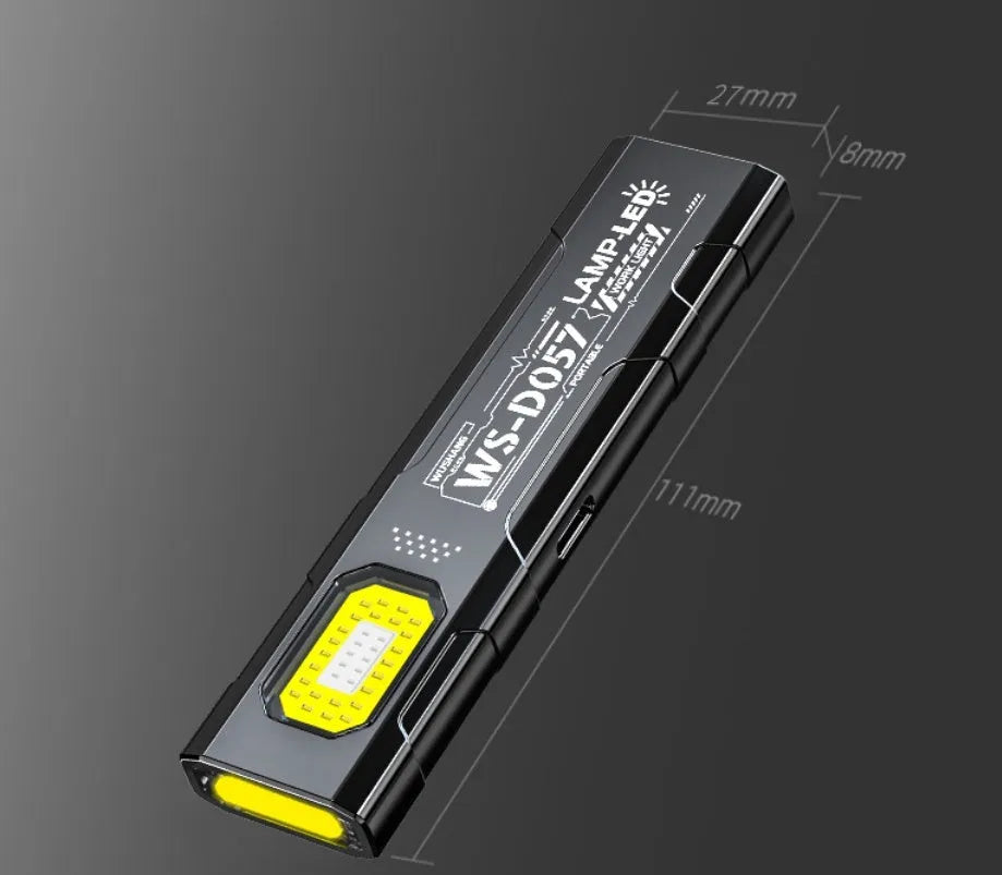 Black mini-portable work light with geometric stereo design and multi-gear brightness control