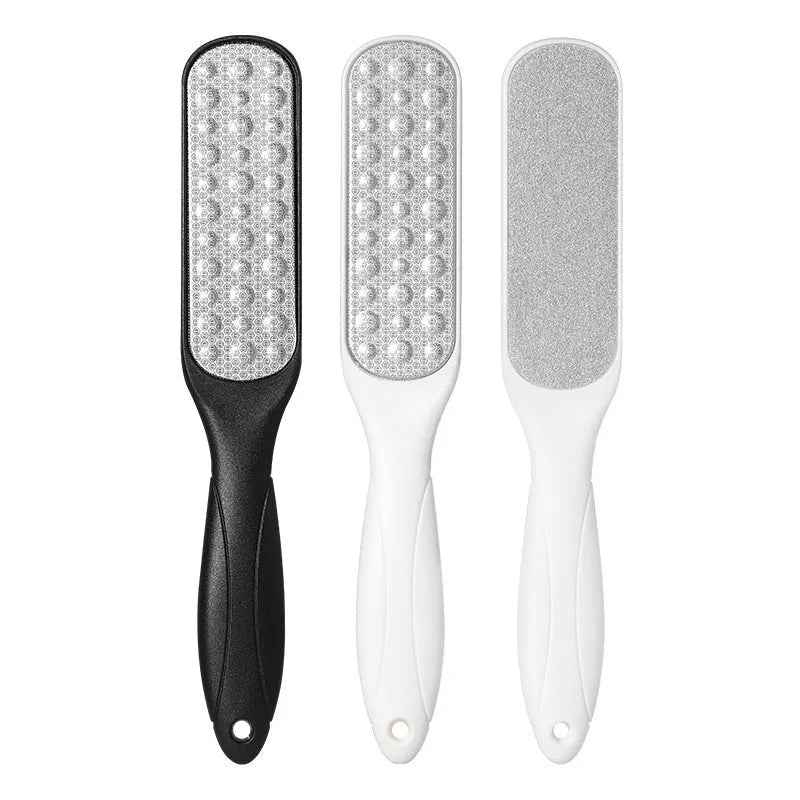Double-sided stainless steel foot grinder for callus removal in black and white colour options