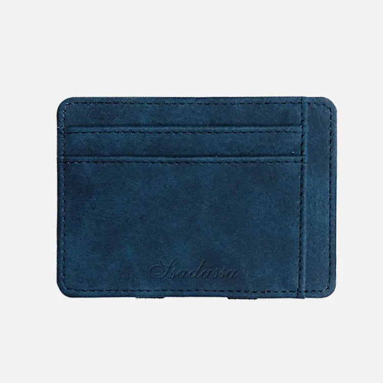 Korean style matte leather magic wallet with coin pocket in horizontal square shape