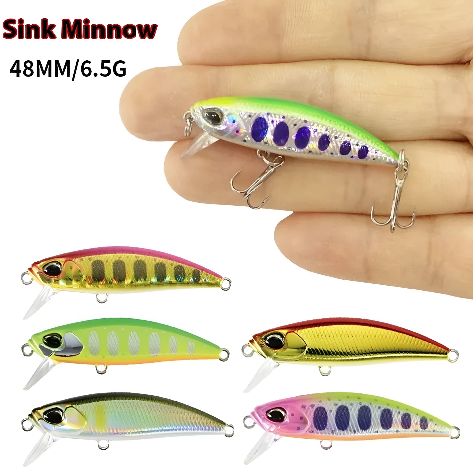 Tossing Japanese Submerged Mino hard fishing lure, 48mm long, for Mandarin fish and Snakehead.