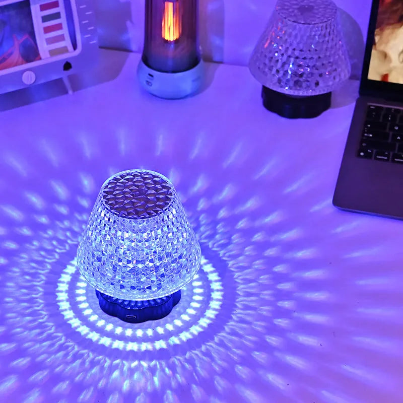 Crystal decorative table lamp with touch sensor base and LED lighting