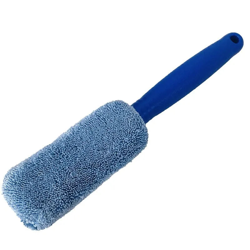 Microfiber long handle car wash tyre brush with 29cm extended reach for cleaning wheels