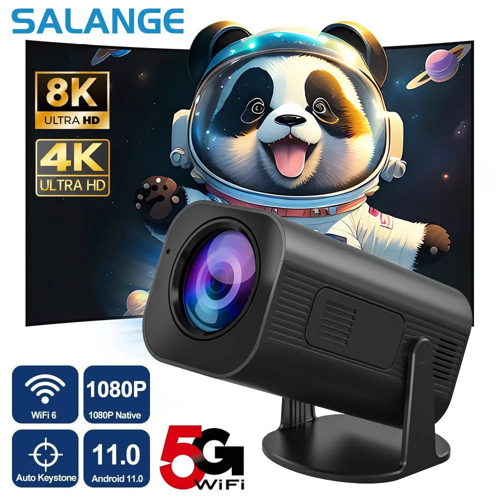 Black and white P330 portable mini projector with remote control on a table.