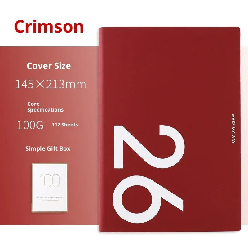 A5 imitation leather schedule notebook with two-pages-per-week layout and coloured cover options