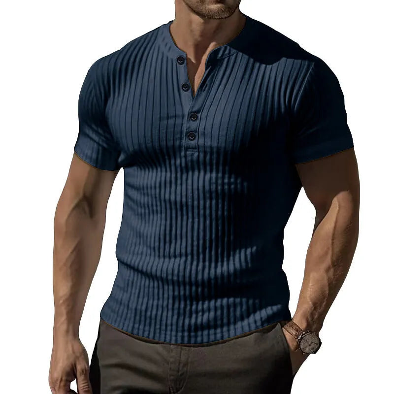Slim-fit muscle sports t-shirt for men in solid colours including army green, black, khaki, navy blue, and white