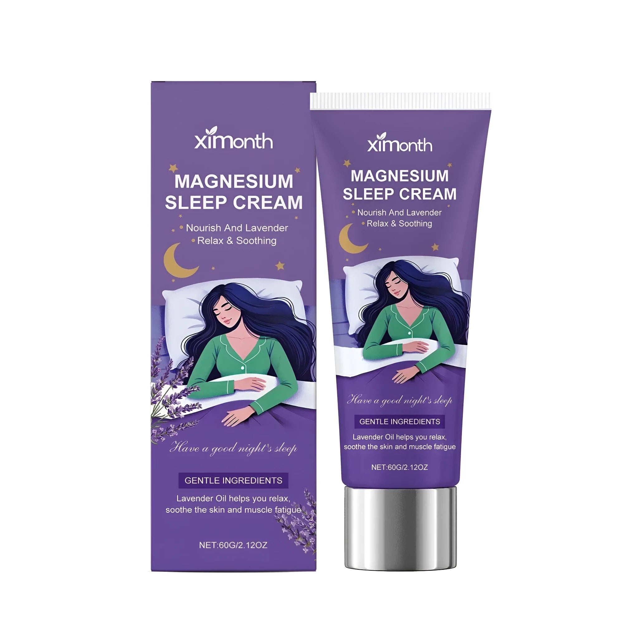 60g pot of soothing magnesium cream with lavender oil for body moisturising