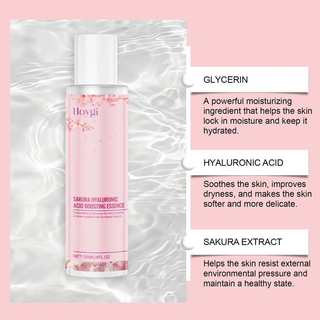 Hyaluronic acid skin moisturising lotion bottle with cherry blossom extract, 120ml capacity