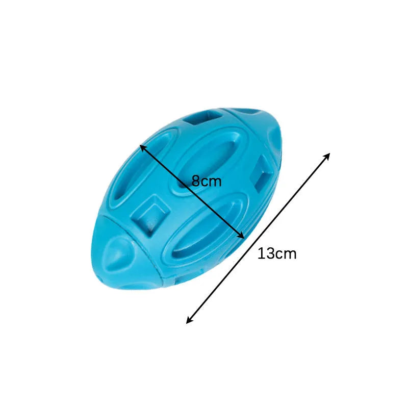 Natural rubber squeaky dog ball toy with surface grooves for medium and large breed aggressive chewers