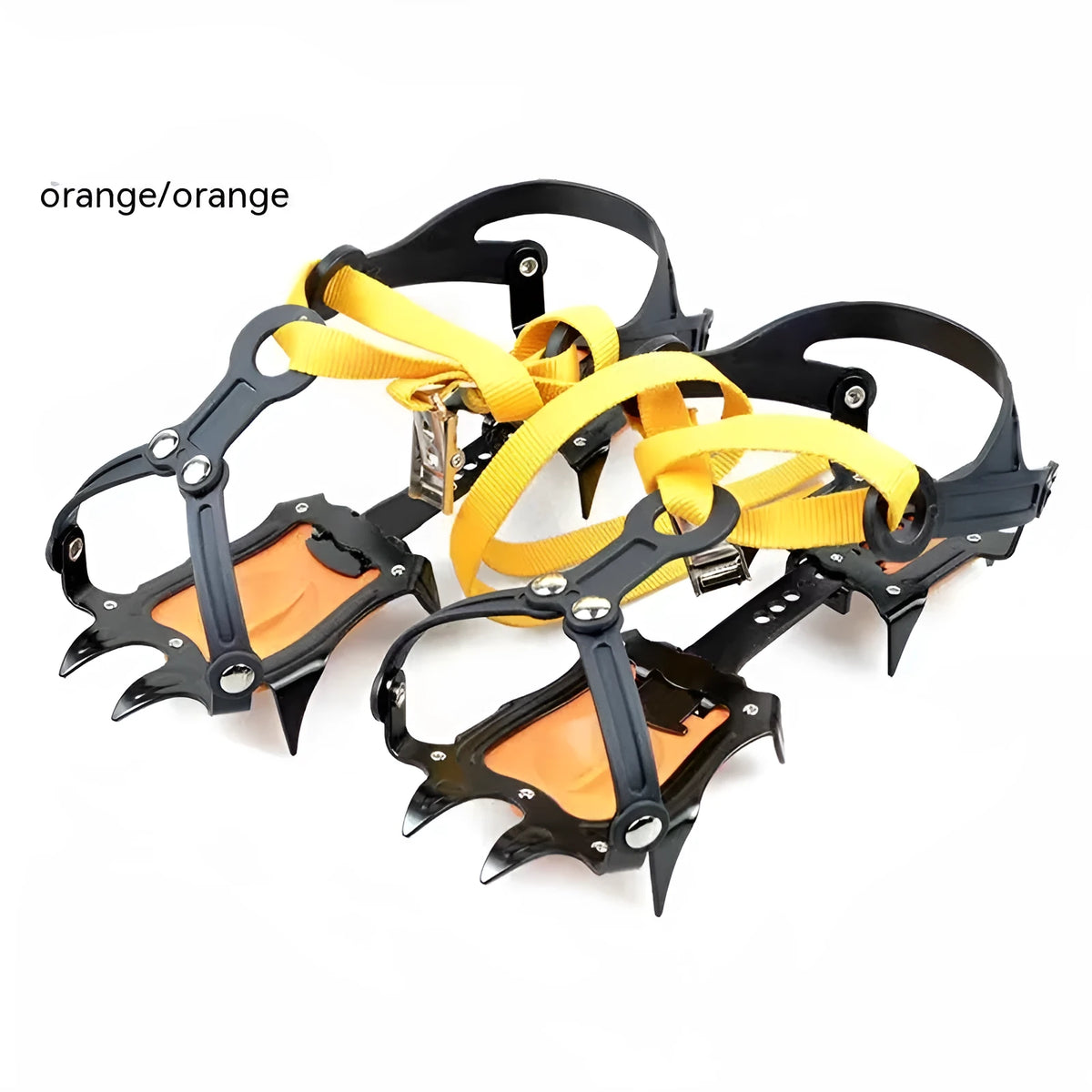 Professional non-slip shoe cover with ten steel teeth for ice and snow traction, orange colour