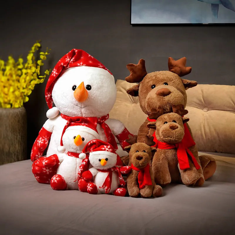 Super soft short plush snowman ragdoll doll with PP cotton filling, available in 25cm, 35cm, and 65cm sizes
