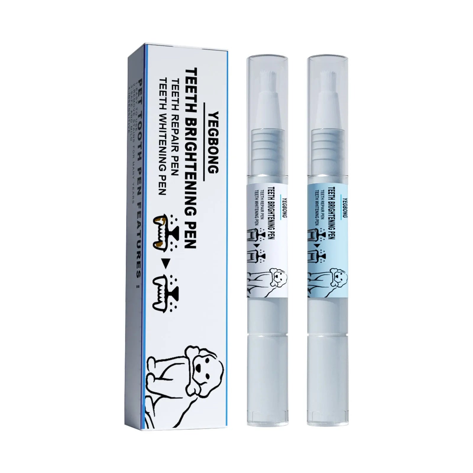 Pet teeth whitening pen and dental brushes for dog and cat tartar control