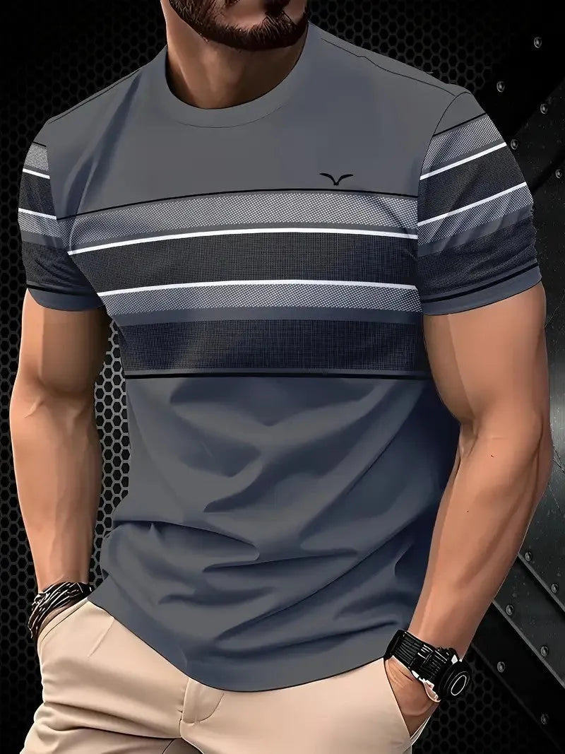 Men's loose fit casual polyester T-shirt in multiple colours with short sleeves