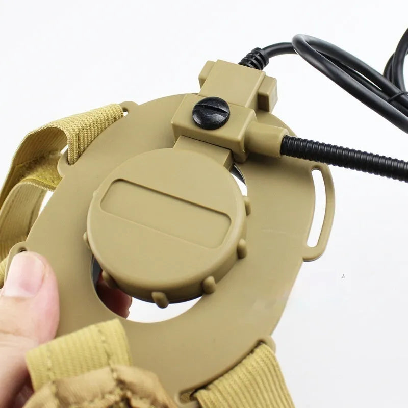 Outdoor field tactical 3-generation headset in nylon, head-mounted design, black colour