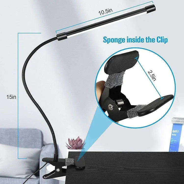 26cm black USB LED desk lamp with eye protection mode for student study