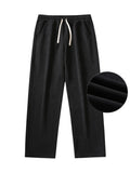 Retro corduroy men's casual pants with stripes, mid waist, in black color, polyester fibre