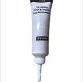 Leather repair cream for PVC leather in black and white tub with applicator