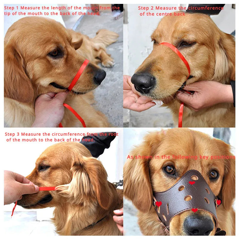 Adjustable dog muzzle mouth cover for barking control and bite prevention in black