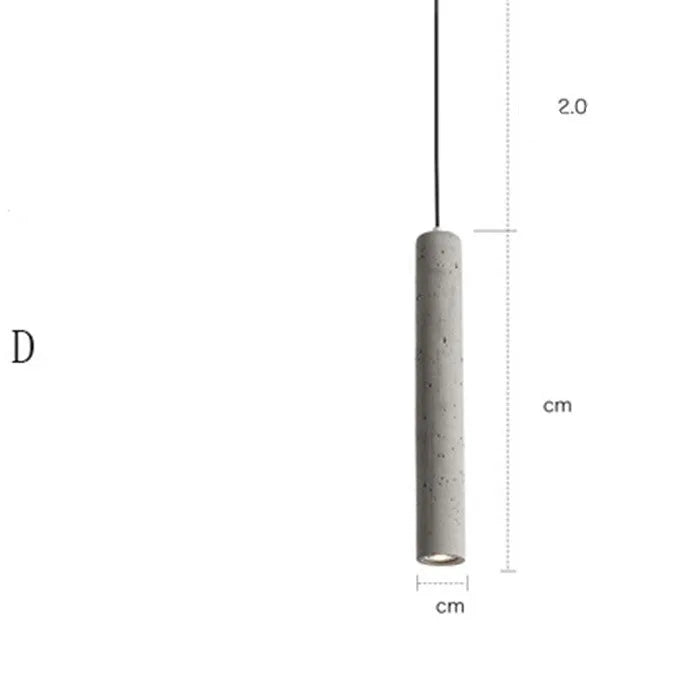 Concrete stick light with adjustable marble chandelier in glossy or stomata finishes