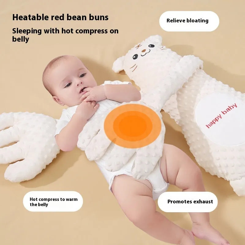 Infant exhaust pillow with remote controlled patting hand, plush material, yellow giraffe design for baby sleep comfort
