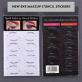 Set of four reusable, flexible plastic eyeliner and eyeshadow makeup stencils on a pink background