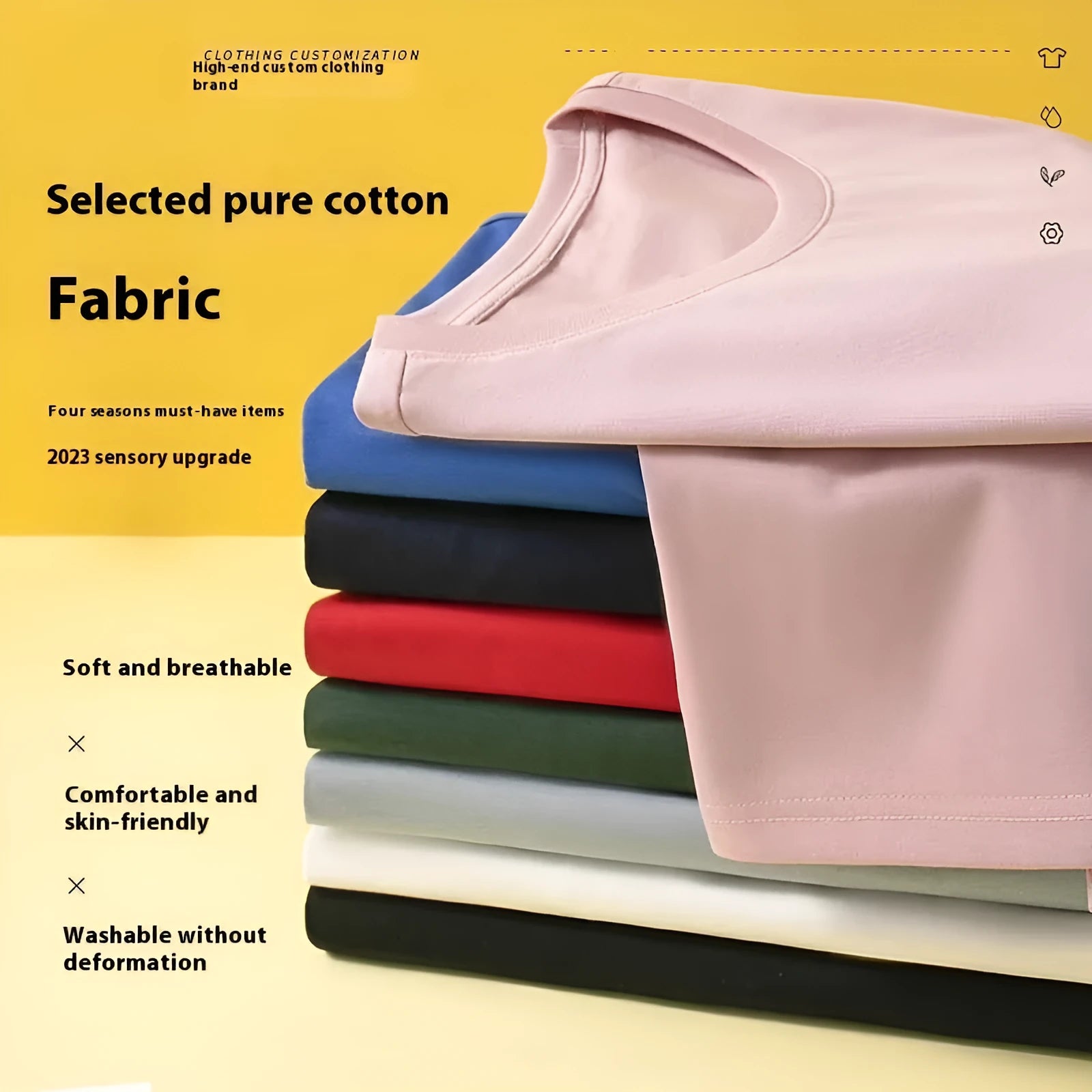 Cotton slim fit t-shirt in black or white with round neck and short sleeves