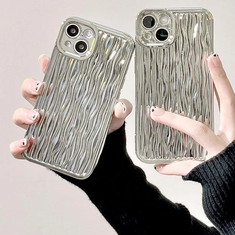 Silicone water ripple phone case glossy back cover for iPhone models in five colours