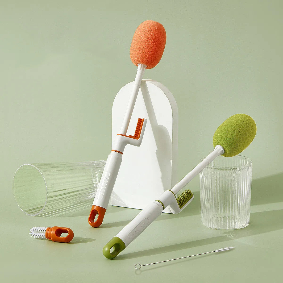 Long handle cup brush for bottle cleaning in army green colour option