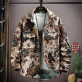 Men's casual lapel shirt coat in a blue colour variant, showing long sleeves and straight hem design.