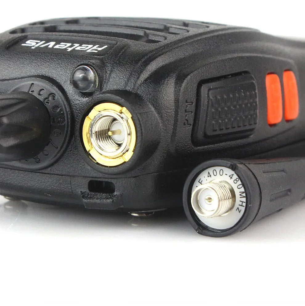 Black H777 single band UHF civil walkie talkie with antenna, 60x33x115mm size