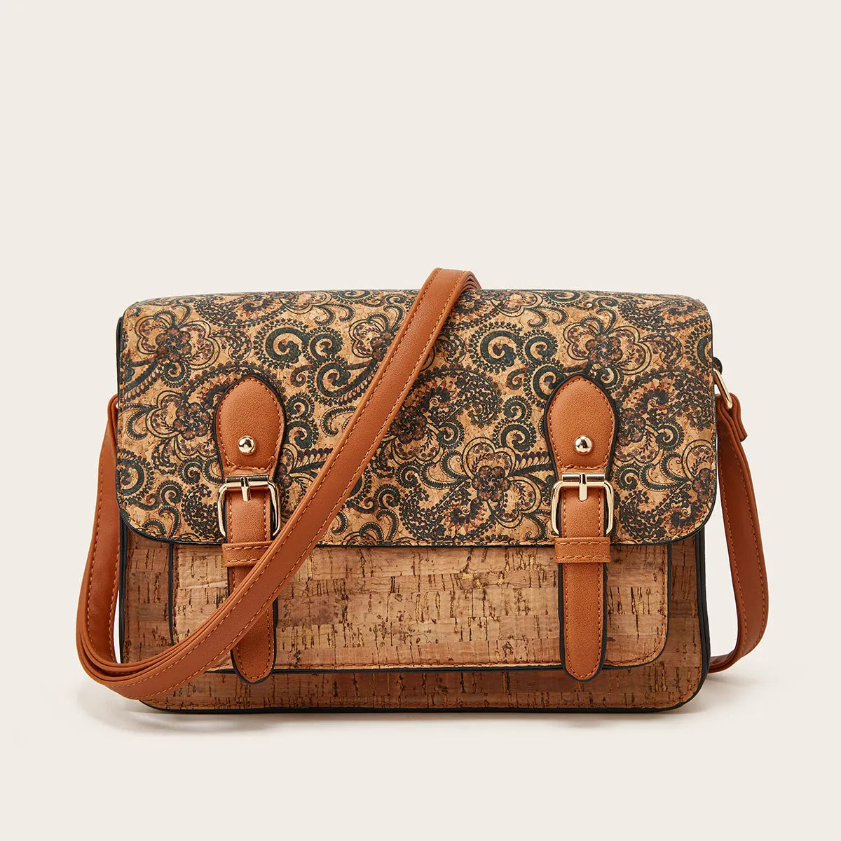 Women's printed PU crossbody bag with single strap in a selection of colour patterns.