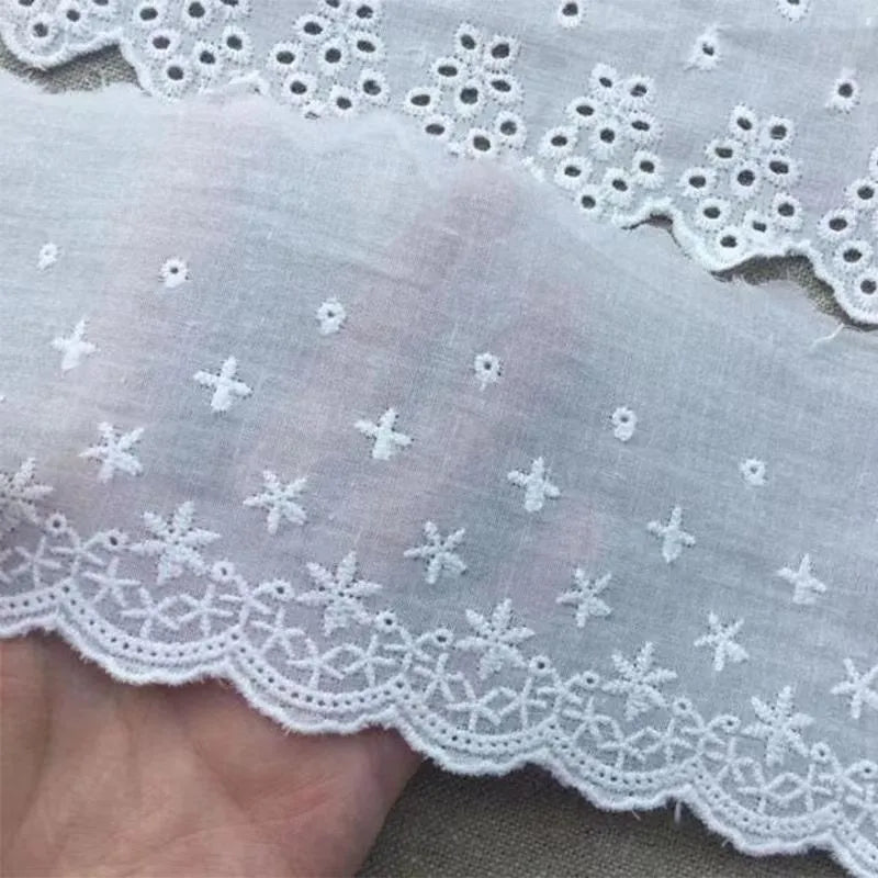 Cotton embroidered lace trim in four width styles for DIY clothing accessories
